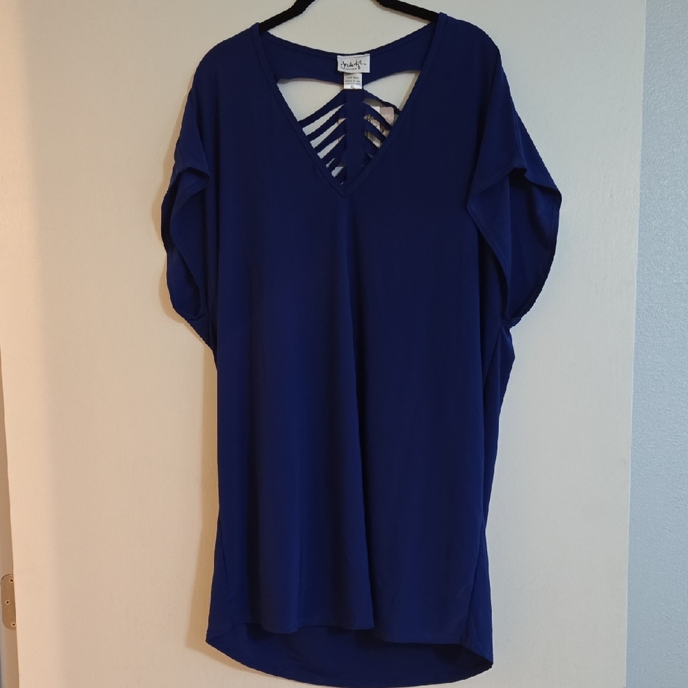 Jordan Taylor Blue Oversized Dolman Sleeve Tunic